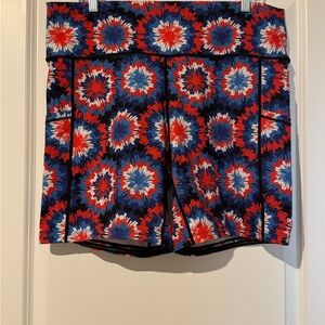 Constantly Varied Gear 7 inch Women's Red and Blue Patterned Shorts with pockets